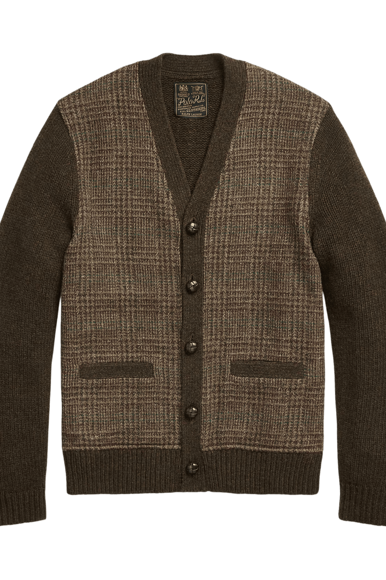Ralph Lauren Men's Glen Plaid Paneled Wool Cardigan