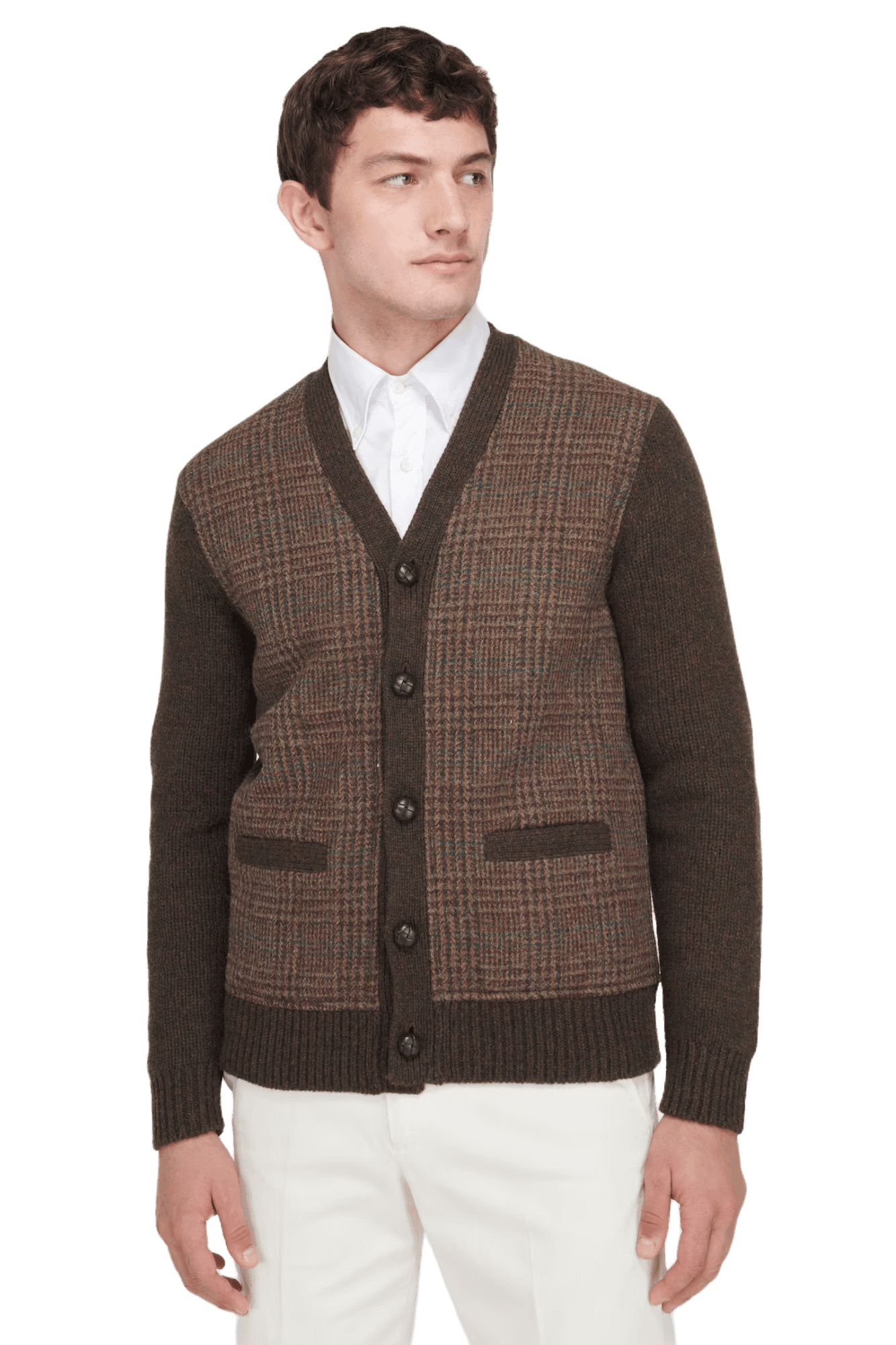 Ralph Lauren Men's Glen Plaid Paneled Wool Cardigan