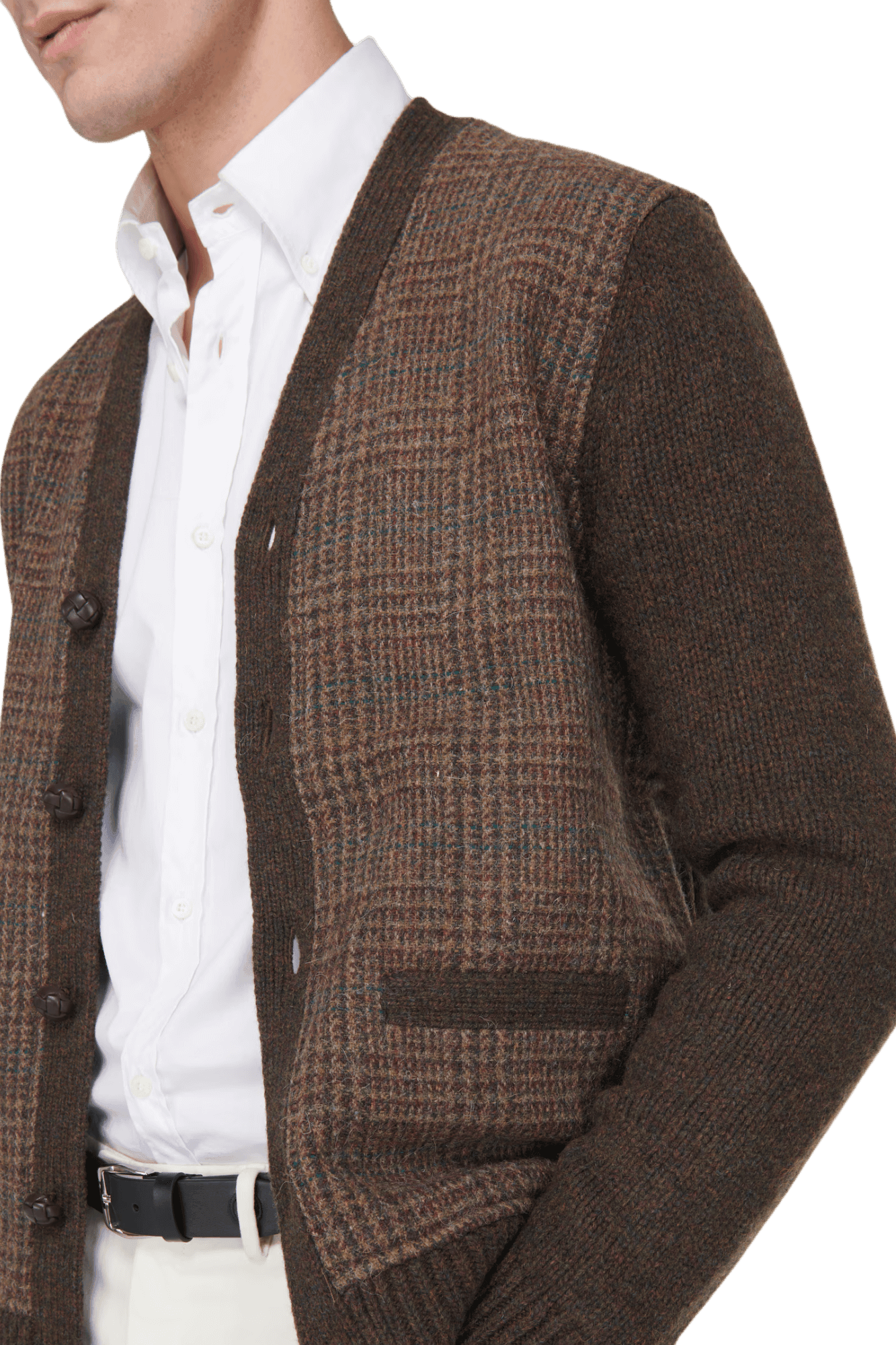 Ralph Lauren Men's Glen Plaid Paneled Wool Cardigan